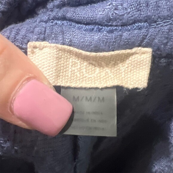 Roxy Womens Wide-Leg Pull-On Pants Size M Navy Blue Textured Pockets - Picture 7 of 8